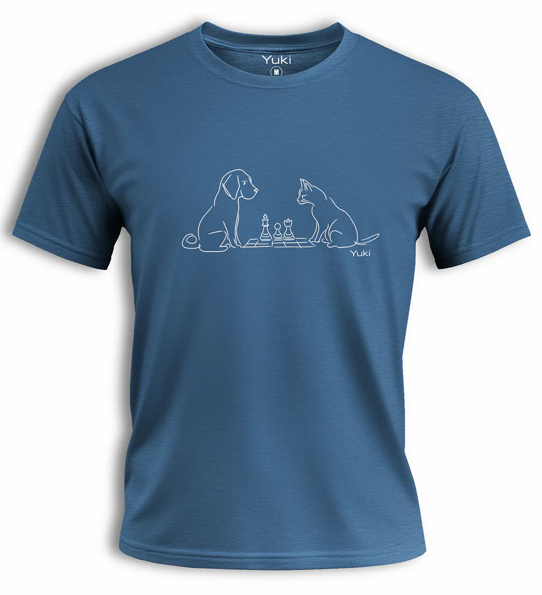 Cat and dog playing Chess